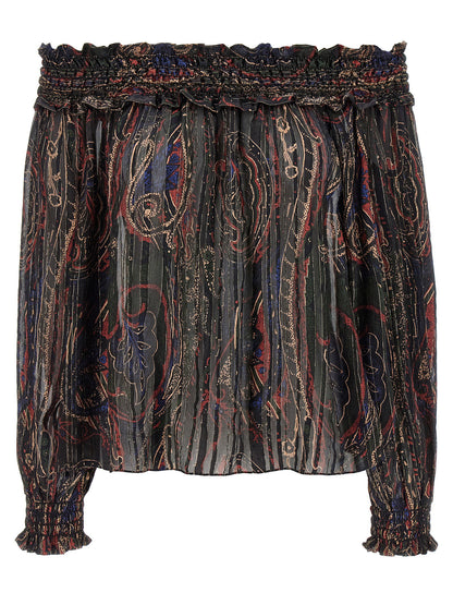 Saint Laurent Smock Stitch Blouse Multicolor