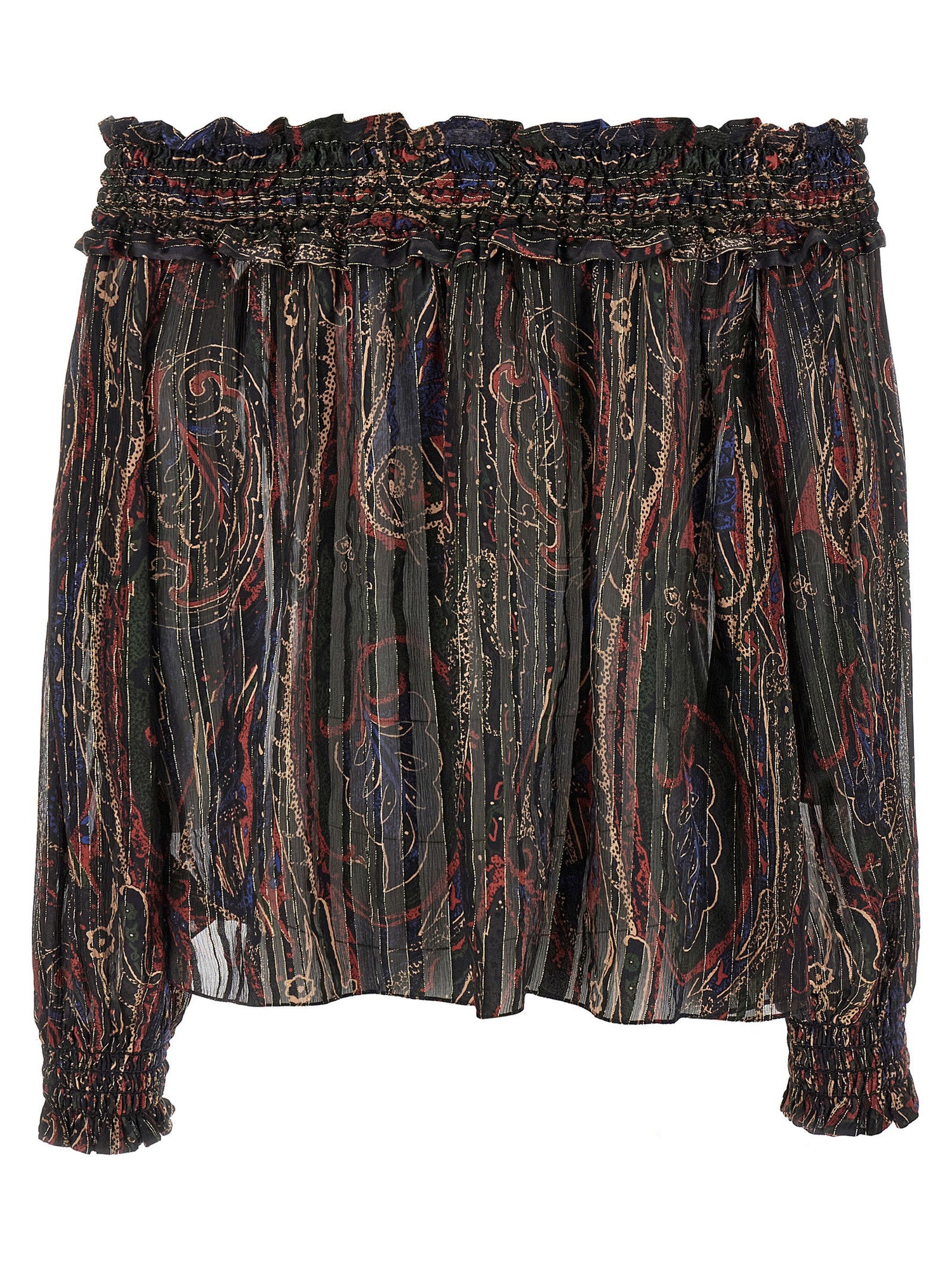 Saint Laurent Smock Stitch Blouse Multicolor