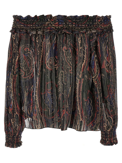 Saint Laurent Smock Stitch Blouse Multicolor