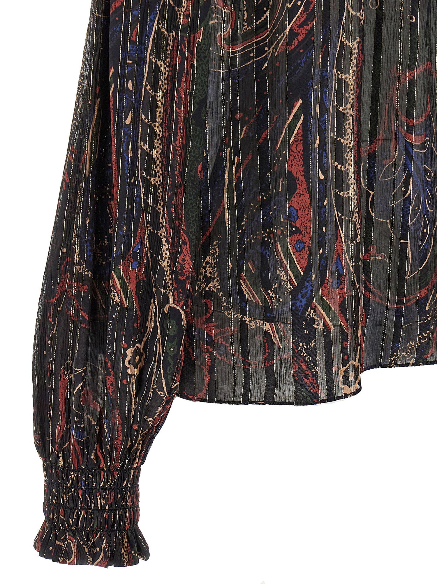 Saint Laurent Smock Stitch Blouse Multicolor