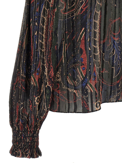 Saint Laurent Smock Stitch Blouse Multicolor