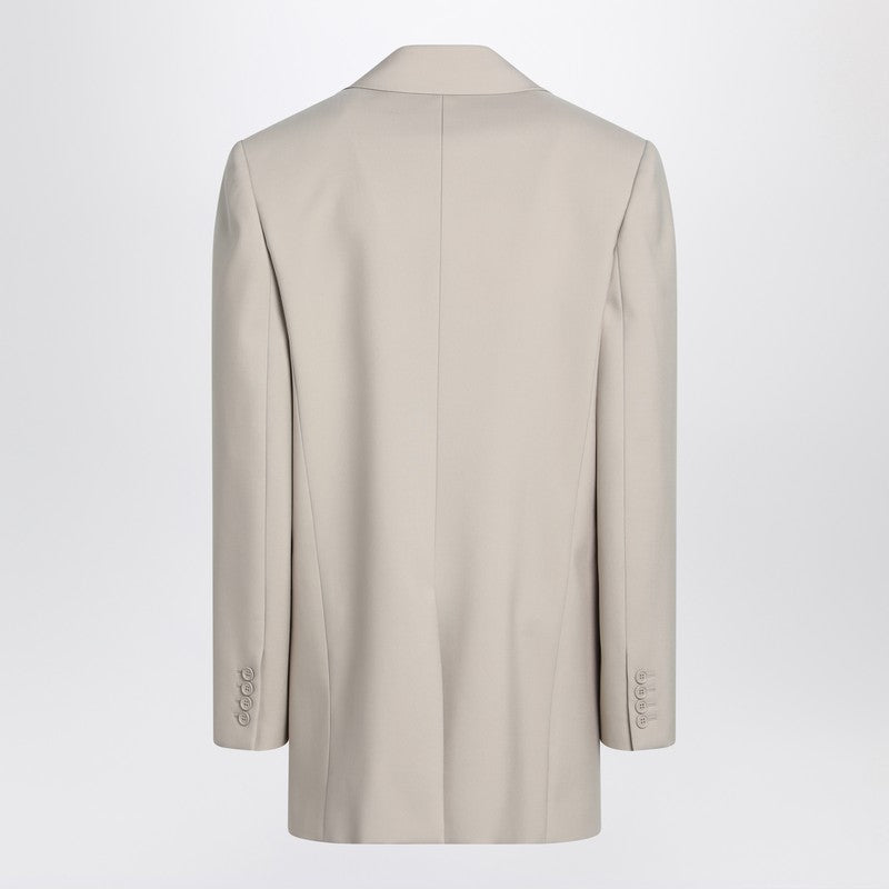 Saint Laurent Single-Breasted Wool Jacket Beige Beige