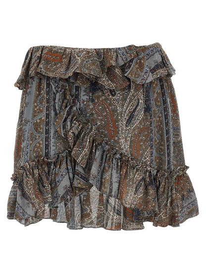 Saint Laurent All Over Print Skirt Multicolor