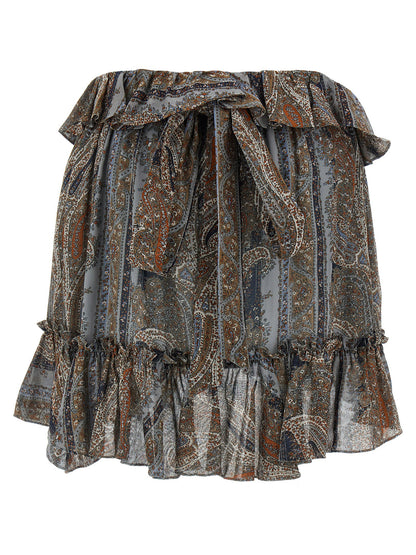 Saint Laurent All Over Print Skirt Multicolor