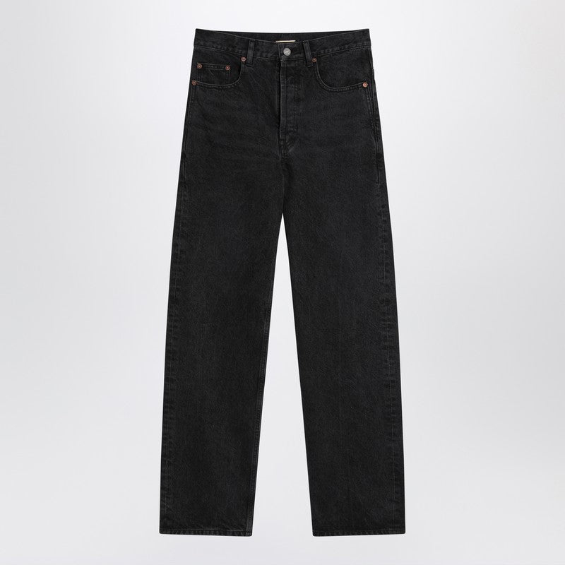 Saint Laurent Black Washed Carrot-Fit Jeans with High Waist black