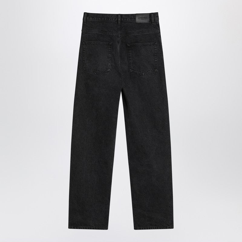 Saint Laurent Black Washed Carrot-Fit Jeans with High Waist black
