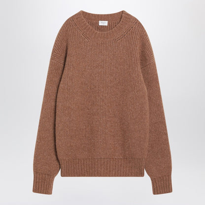 Saint Laurent Camel Alpaca-Wool Oversized Crew Neck Sweater Beige