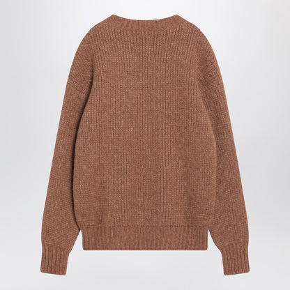 Saint Laurent Camel Alpaca-Wool Oversized Crew Neck Sweater Beige