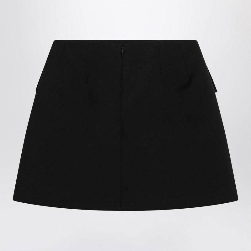 Alexander McQueen Black Wool Mini Skirt with Front Flap Detailing Black