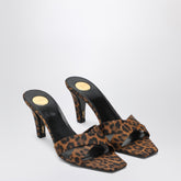 Saint Laurent Mule Jill in Leopard Gros-grain Brown