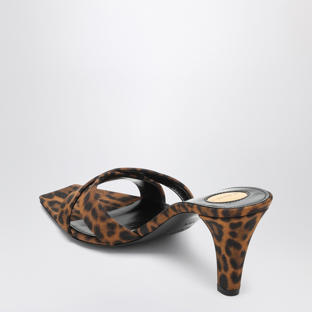 Saint Laurent Mule Jill in Leopard Gros-grain Brown