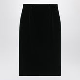Saint Laurent Green Velvet Wrap Midi Skirt Black