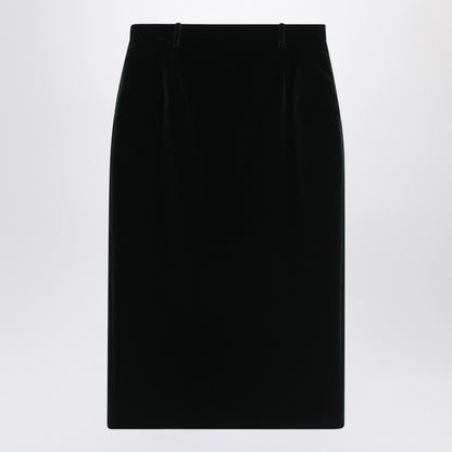 Saint Laurent Green Velvet Wrap Midi Skirt Black