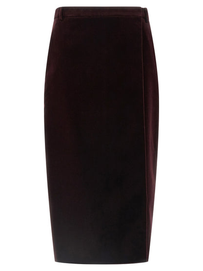 Saint Laurent Velvet Skirt Bordeaux