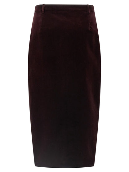 Saint Laurent Velvet Skirt Bordeaux