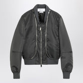 Alexander Mcqueen Grey Nylon Zipped Bomber Jacket with Check Lining Grey