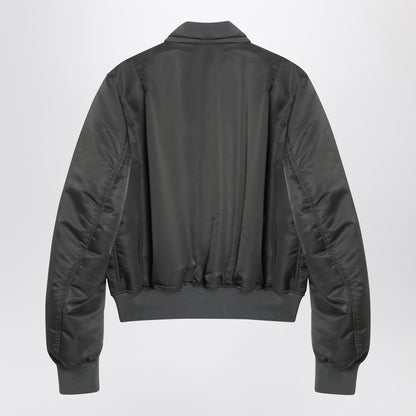 Alexander Mcqueen Grey Nylon Zipped Bomber Jacket with Check Lining Grey