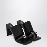 balenciaga bel air black leather sandals with gold buckle and high heel black