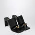 balenciaga bel air black leather sandals with gold buckle and high heel black
