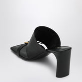 balenciaga bel air black leather sandals with gold buckle and high heel black