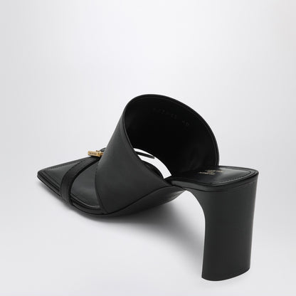 balenciaga bel air black leather sandals with gold buckle and high heel black