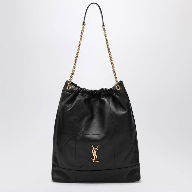 Saint Laurent Large Jamie Shoulder Bag in Black Quilted Leather with Gold-Tone Cassandre Logo black