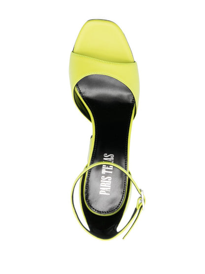 Paris Texas Block-Heel Open-Toe Leather Sandals Green