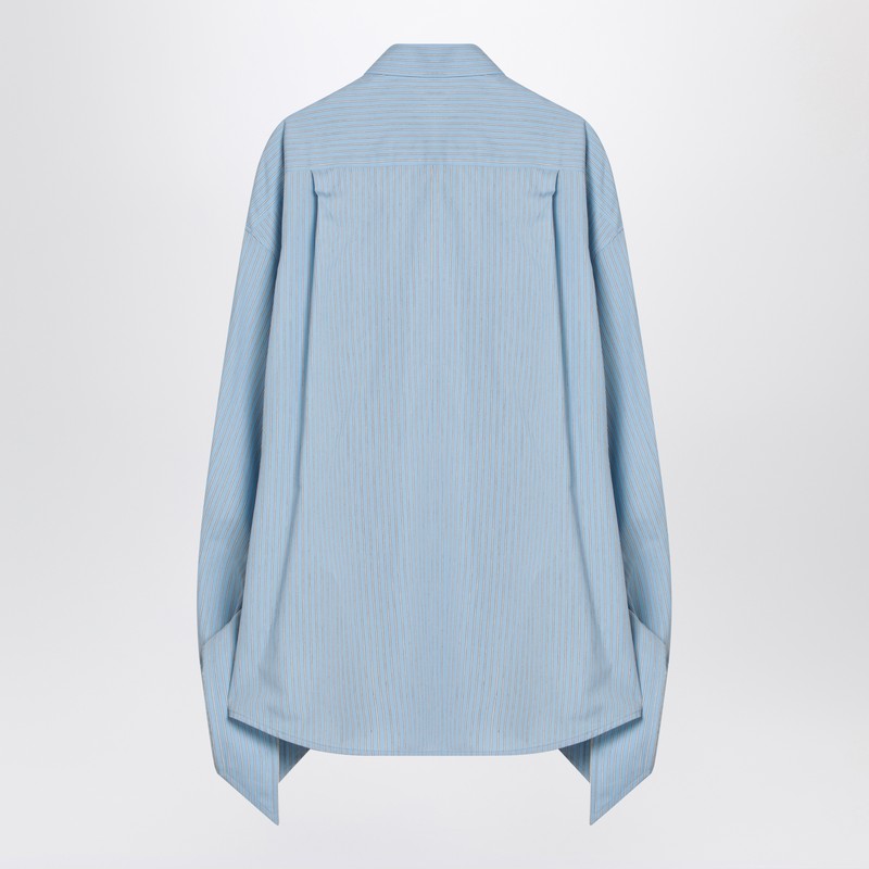 Balenciaga Light Blue Striped Shirt with Knotted Cuffs Blue