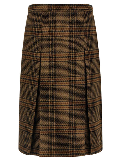 Saint Laurent Prince Of Wales Skirt Brown