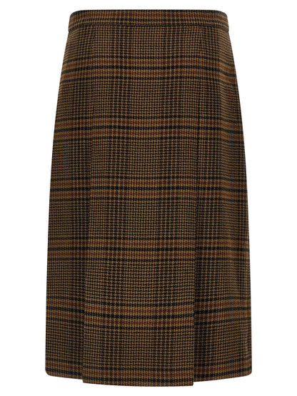 Saint Laurent Prince Of Wales Skirt Brown