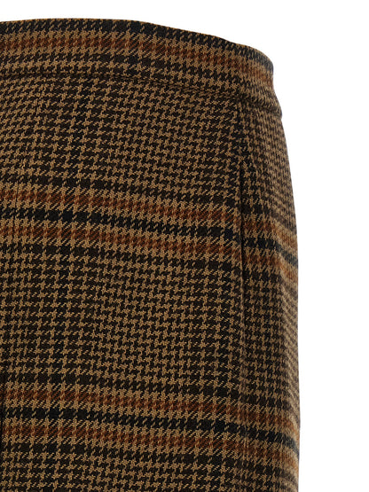Saint Laurent Prince Of Wales Skirt Brown