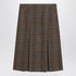 Saint Laurent Prince of Wales Wool Midi Skirt Brown