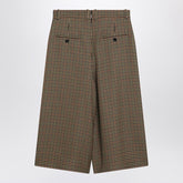 Saint Laurent Checked Wool Midi Culotte Skirt Beige
