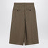 Saint Laurent Checked Wool Midi Culotte Skirt Beige