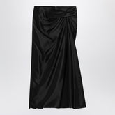 Balenciaga Draped Crinkled-Effect Cupro Twill Skirt Black