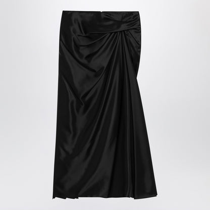 Balenciaga Draped Crinkled-Effect Cupro Twill Skirt Black