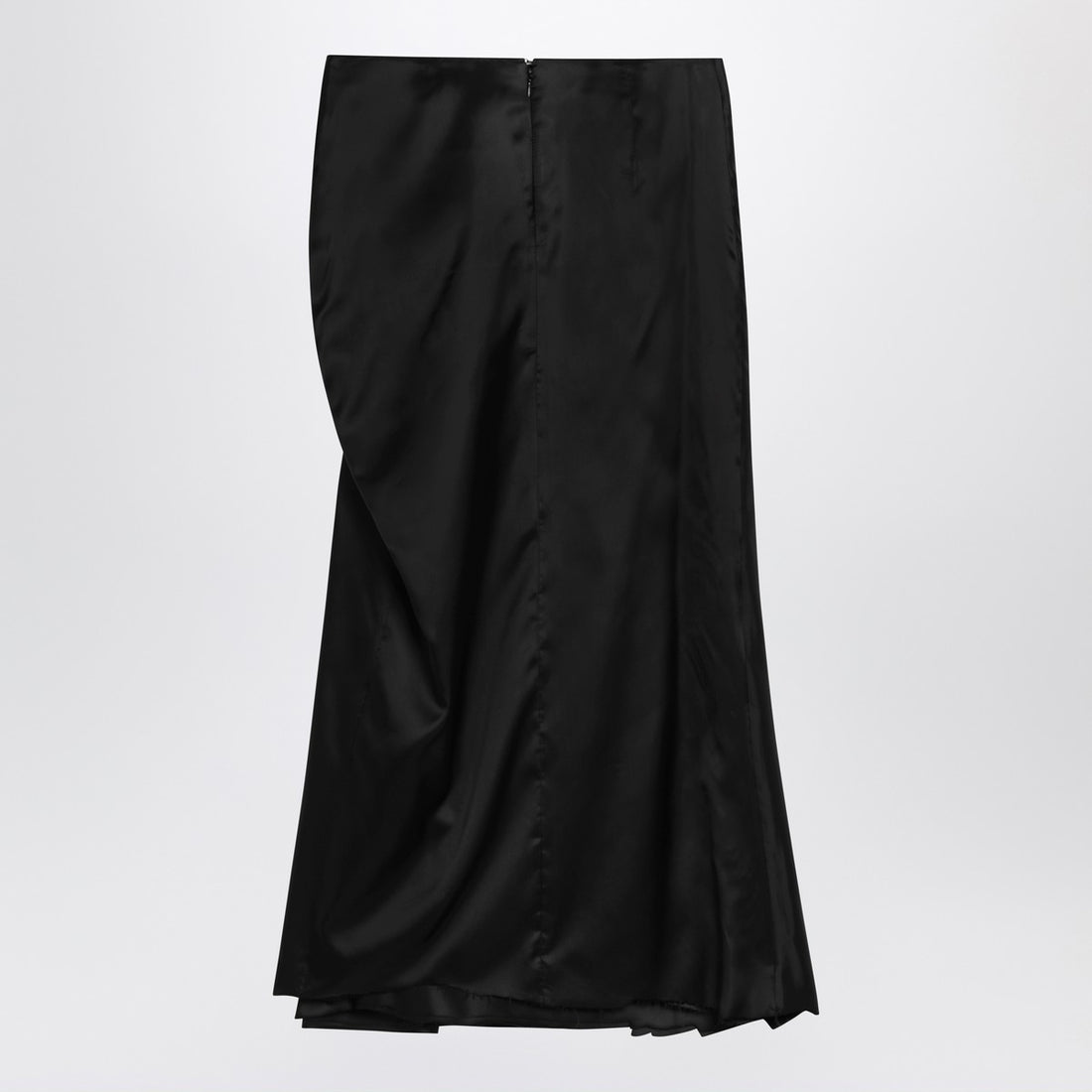 Balenciaga Draped Crinkled-Effect Cupro Twill Skirt Black