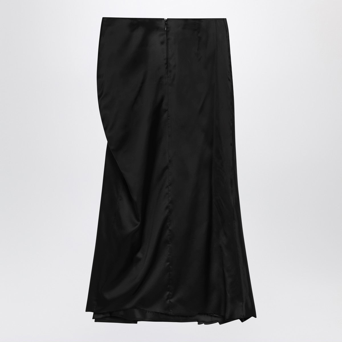 Balenciaga Draped Crinkled-Effect Cupro Twill Skirt Black