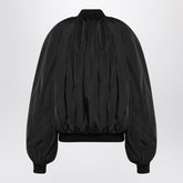 Balenciaga Draped Technical Micro-Faille Black Bomber Jacket Black