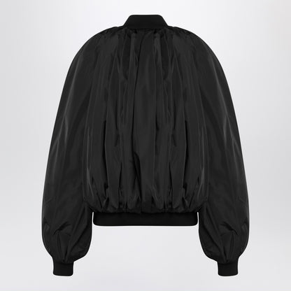 Balenciaga Draped Technical Micro-Faille Black Bomber Jacket Black
