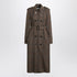 Saint Laurent Double-Breasted Prince of Wales Wool Coat Brown