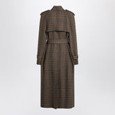 Saint Laurent Double-Breasted Prince of Wales Wool Coat Brown