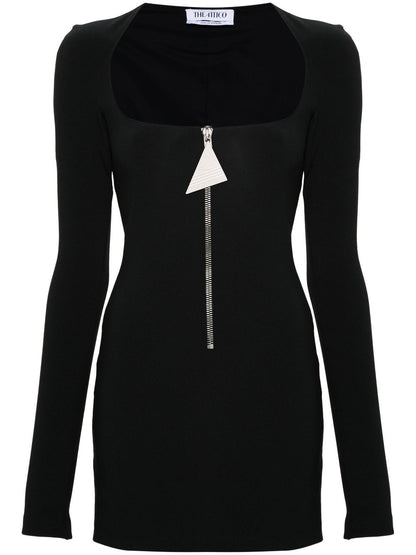 The Attico Black Scoop-Neck Mini Dress With Dart Detailing Black