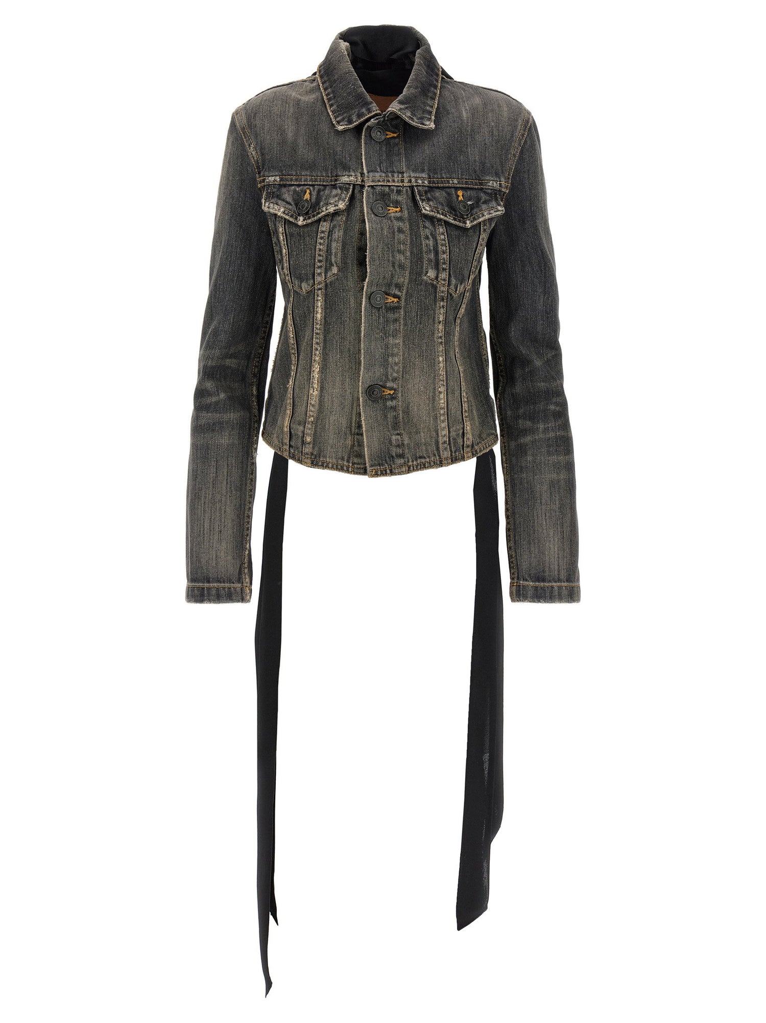 Balenciaga Lace Up Denim Jacket Gray