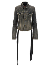 Balenciaga Lace Up Denim Jacket Gray