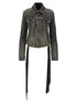 Balenciaga Lace Up Denim Jacket Gray