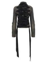 Balenciaga Lace Up Denim Jacket Gray