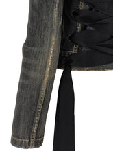Balenciaga Lace Up Denim Jacket Gray