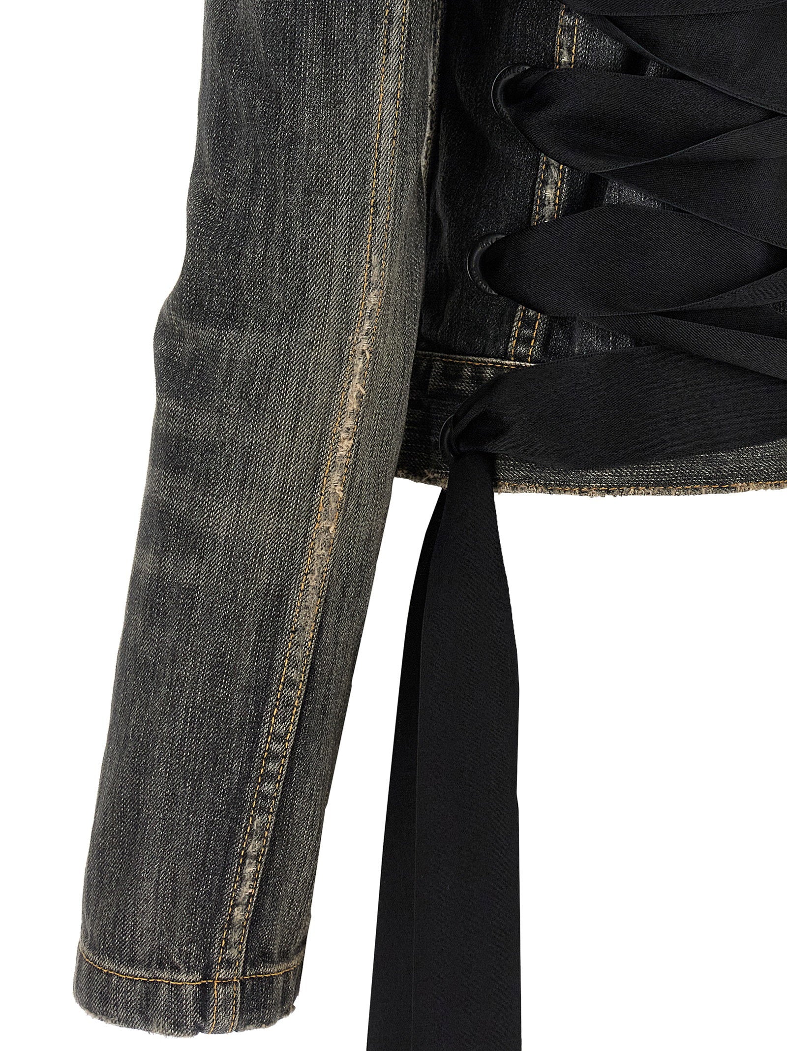 Balenciaga Lace Up Denim Jacket Gray