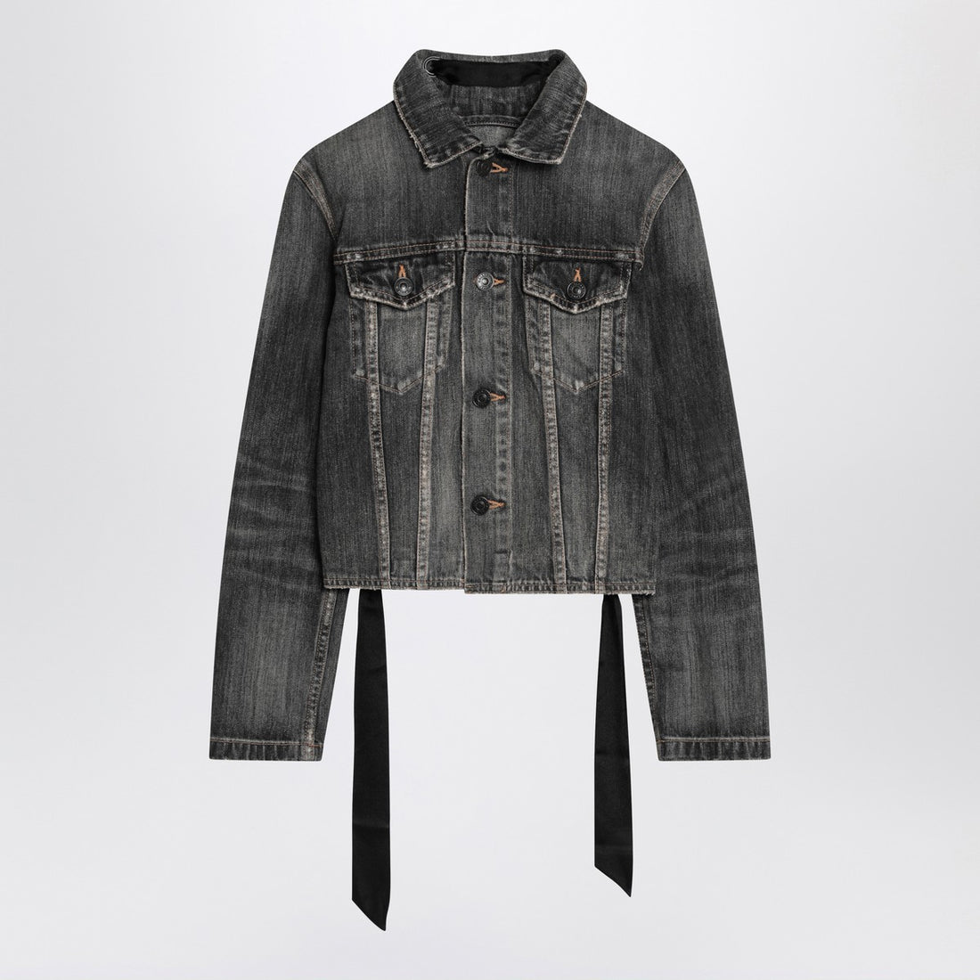 Balenciaga Dark Grey Lace-Back Denim Jacket Grey